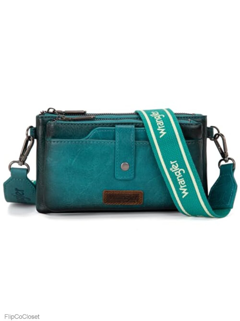 Crossbody Wallet Purse Dual Zipper Card Holder Adjustable Guitar Strap
